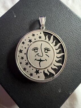 Silver Sun & Moon Pendant Necklace - Celestial Women's Jewelry